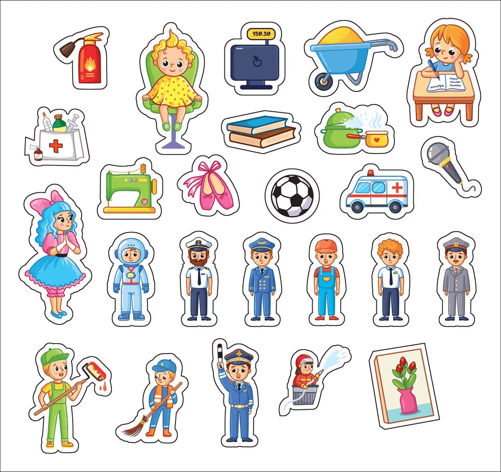 Профессии. Книга с липучками