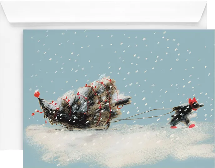 Открытка «Медведик и санки»