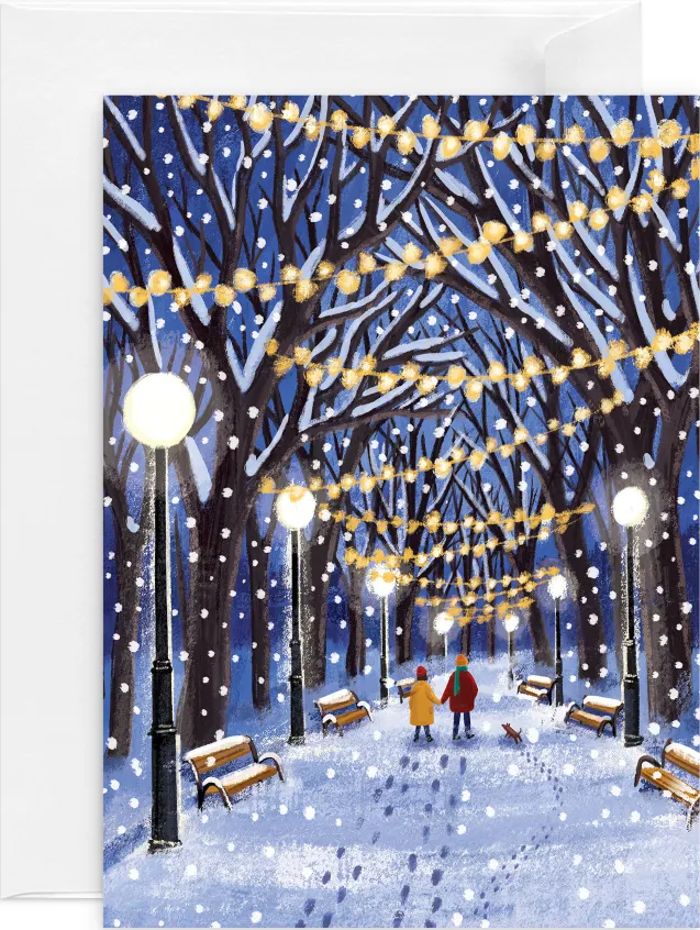 Открытка «Заснеженная аллея»