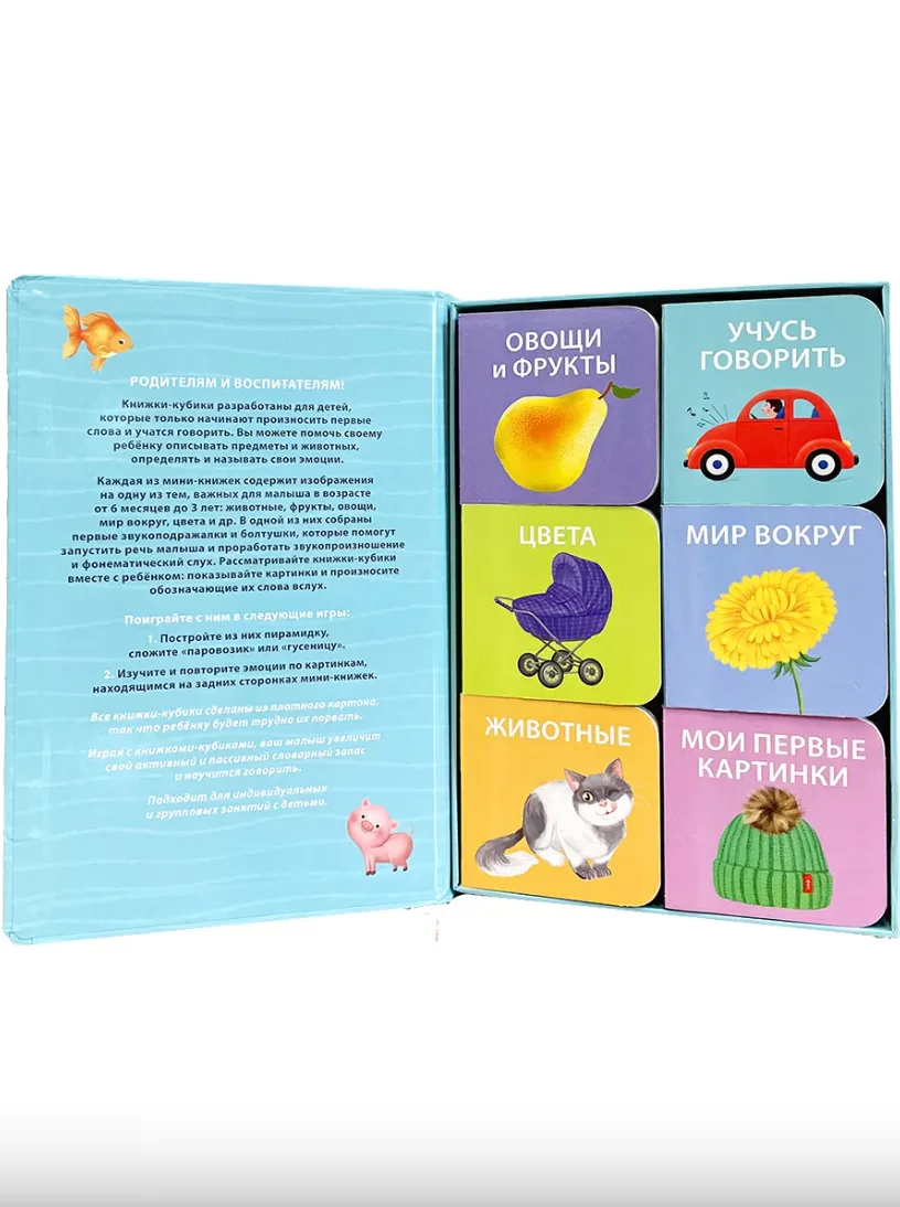 Мими-книжки. Первая книга малыша. 6 книжек-кубиков